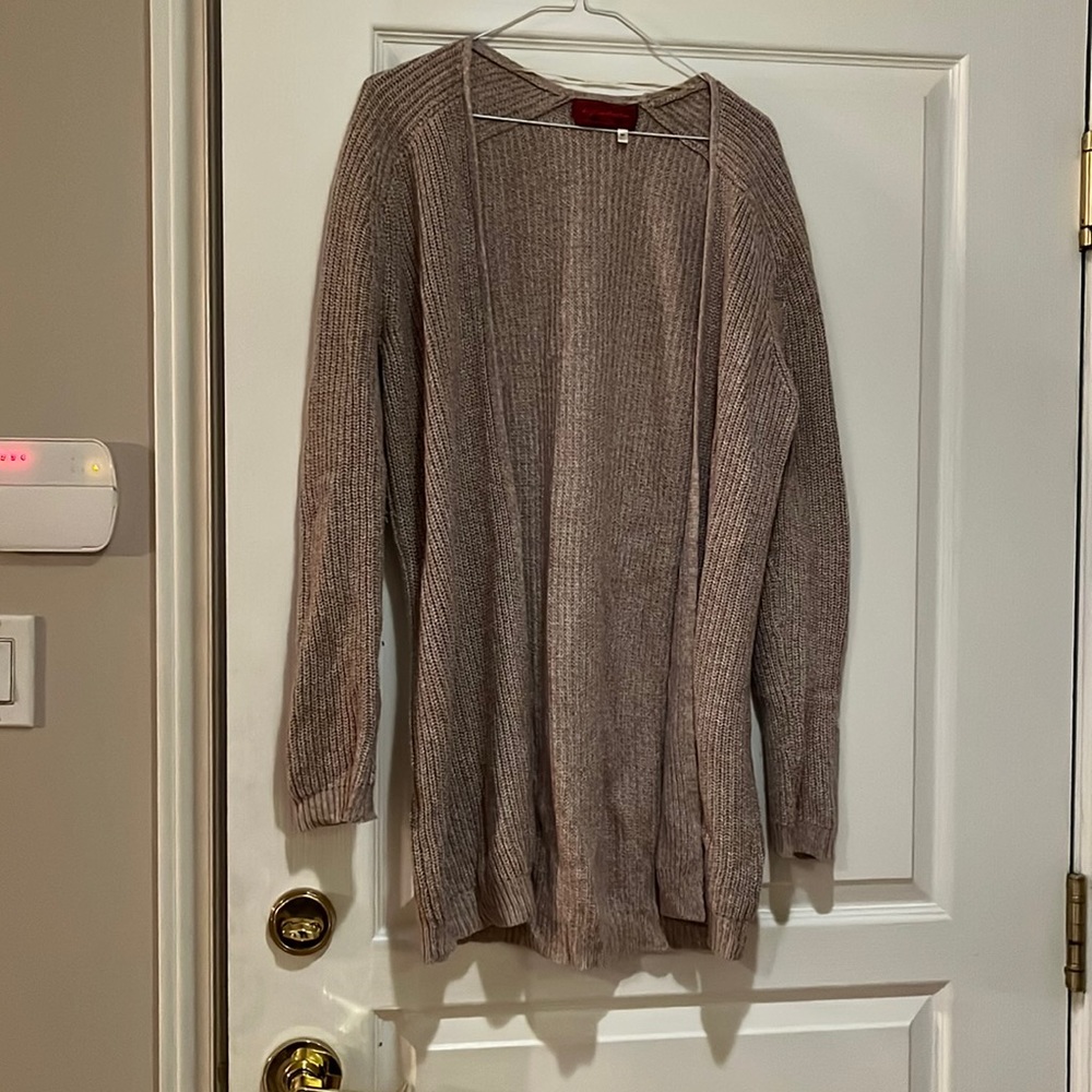 Long beige knit sweater